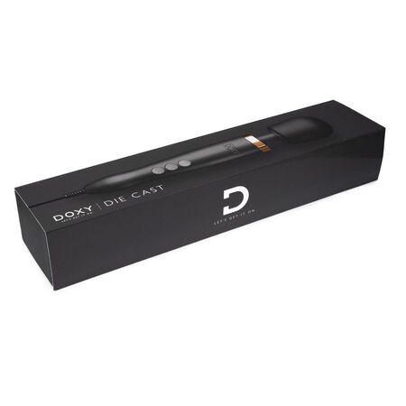 Черно-золотистый проводной жезловый вибратор Doxy Die Cast - 37 см.